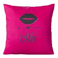 Poszewka na poduszkę 40x40 cm biała z amarantowym nadrukiem w stylu młodzieżowym NEVAN