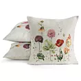 Poszewka na poduszkę 45x45 cm bawełniana, gobelinowa kolor szarobeżowy, czerwony z kwiatowym motywem GOB