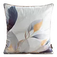 Poszewka na poduszkę 45x45 cm welwetowa, biało złota zdobiona nadrukiem roślinnym VELVET 173 Eurofirany Premium