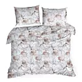 Pościel 220x200 cm bawełniana kolor biały, pudrowy z wzorem dużych kwiatów NICKY