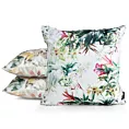 Poszewka na poduszkę 45x45 cm z tkaniny wodoodpornej biało, zielona idealna na taras oraz balkon zdobina wzorem kwiatowym GARDEN