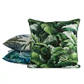 Poszewka na poduszkę 45x45 cm z tkaniny wodoodpornej zielono, biała idealna na taras oraz balkon z nadrukiem egzotycznych liści GARDEN