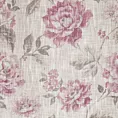 Zasłona naturalna, różowa z tkaniny z dodatkiem lnu zdobiona nadrukiem subtelnych kwiatów 140x250 cm przelotki -  DAVENA