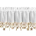 Zazdrostka biało, złota z etaminy zdobiona świątecznymi gwiazdkami 30x150 cm tunel - XMAS
