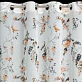Zasłona biało, pomarańczowa zdobiona nadrukiem kwiatów z etaminy 140x250 cm przelotka - RIKI