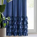 Zasłona welwetowa granatowa zdobiona falbanami i lśniącymi akcentami 140x250 cm taśma - CARLI
