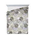 Koc 150x200 cm biało, beżowy miękki w dotyku z nadrukiem liści monstery KORFU Design 91