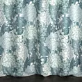 Zasłona szyta na taśmie 5 cm miętowa z miękkiej tkaniny typu blackout drukowanej w kwiatowy wzór