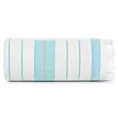 Ręcznik plażowy 90x170 cm bawełniany kolor biały,turkusowy z nadrukiem kontrastujących paseczków i frędzli 350 g/m2 MILOS