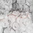 Zasłona biała z siateczki zdobiona różami 3D 140x270 cm taśma - ROSES1 Eva Minge