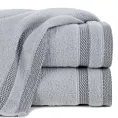 Ręcznik kąpielowy 50x90 cm bawełniany kolor srebrny zero twist z bordiurą w paski 400 g/m2 RIKI