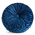 Poduszka okrągła dekoracyjna średnica 40 cm granatowa tylowo umarszczona VELVET