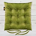 Poduszka na krzesło 40 x 40 x 6 cm dwustronna welwetowa oliwkowa z dziewięcioma pikowaniami