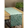 Bieżnik na stół ciemnomiętowo, złoty 35x140 cm welwetowy BLINK 15 z delikatnymi gałązkami