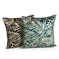 Poszewka na poduszkę 45x45 cm welwetowa ciemnoturkusowa ze złocistym nadrukiem liści BLINK 26