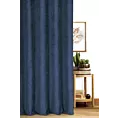 Zasłona szyta na taśmie 5 cm granatowa z miękkiej w dotyku tkaniny szenilowej