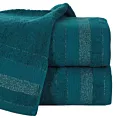 Ręcznik kąpielowy 50x90 cm bawełniany kolor turkusowy w pasy przetykany błyszczącą nicią 500 g/m2 APRIL