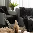 Narzuta, koc na fotel 70x160 cm czarna z miękkiego polaru ze strukturą baranka TEDY Eurofirany Premium