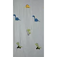 Zasłona srebrno, zielona w dinozaury do pokoju dziecięcego 140x250 cm przelotka - DINO