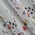 Zasłona biało pudrowa z nadrukiem malowanych kwiatów z lekkiej półtransparentnej etaminy 140x250 cm przelotka - LAVIN - Design 91