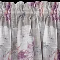 Zasłona srebrna w różowe kwiaty z etaminy 140x300 cm taśma - SHERRY