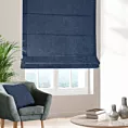 Roleta rzymska granatowa z miękkiej tkaniny szenilowej typu dimout o naturalnym splocie
