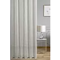 Firana szyta na taśmie 5 cm kremowa z tkaniny w pionowe pasy i efektem deszczyku, wykończona obciążnikiem