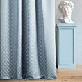 Zasłona szyta na taśmie 5 cm LANA niebieska w elegancki wzór marokańskiej koniczyny z lekkim połyskiem