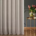 Zasłona szyta na taśmie 5 cm ciemnobeżowa z tkaniny w stylu eko z efektem melanżu
