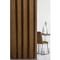 Zasłona szyta na taśmie 5 cm DORA - HIT ciemnobrązowa z miękkiej tkaniny o welurowej strukturze