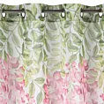 Dekoracja okienna biało, różowa z matowej etaminy z kwiatowym motywem 140x250 cm przelotki - JULIETA