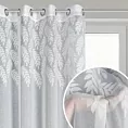 Firana biała z ozdobnym pasem żakardowych liści w górnej części 140x250 cm przelotka ANET