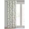 Zasłona naturalno, oliwkowa zdobiona nadrukiem kwiatów z etaminy 140x250 cm przelotka - PATI