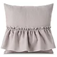 Poszewka na poduszkę 40x40 cm pudrowo różowa z falbaną z tkaniny o płóciennym splocie LENA