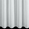 Firana szyta na taśmie fala biała z delikatnej etaminy, zdobionej pionowymi pasami z nici metalicznej, wykończona obciążnikiem