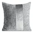 Poszewka na poduszkę 45x45 cm stalowa szenilowa zdobiona pasem z welwetu CARLA 03