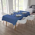 Obrus szyty STYLE granatowy o naturalnym charakterze, z widocznym, ozdobnym splotem