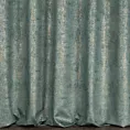 Zasłona szyta na taśmie 5 cm miętowo szampańska z tkaniny welwetowej z nadrukiem