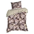 Pościel 140x200 cm z mikrofibry kolor ciemnobrązowy, beżowy z nadrukiem egzotycznych liści RODOS Design 91