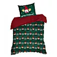 Pościel świąteczna 140x200 cm kolor zielony, czerwony zdobiona uroczym motywem skrzatów GALDOR