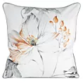 Poszewka na poduszkę dwustronna 60x60 cm welwetowa, biało pomarańczowa z motywem roślinnym z wypustką na brzegach AMELIA Eurofirany Premium