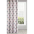 Zasłona szaro, różowa dimout z geometrycznym wzorem 140x250 cm przelotka - ASETA
