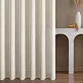 Firana szyta na flexach beżowa z gładkiej matowej etaminy o naturalnym splocie