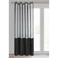 Firana czarna z etaminy zdobiona w dolnej cześci firany puszystą futrzaną aplikacją 140x250 cm przelotka MARION