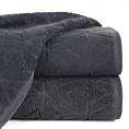Ręcznik kąpielowy 50x90 cm bawełniany kolor stalowy zdobiony geometrycznym wzorem 500 g/m2 SENDI