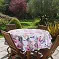 Obrus okrągły różowo, fioletowy średnica 150 cm wodoodporny GARDEN na taras oraz balkon