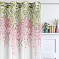 Dekoracja okienna biało, różowa z matowej etaminy z kwiatowym motywem 140x250 cm przelotki - JULIETA