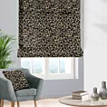 Roleta rzymska czarno złota z szenilowej tkaniny w zwierzęcy wzór przetykany błyszczącą nicią