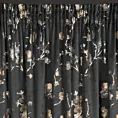 Zasłona welwetowa czarno, szampańska z nadrukiem kwiatu jabłoni 140x270 cm taśma - SELENA
