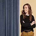 Zasłona welwetowa granatowa we wzór geometryczny 140x250 przelotka - INGA - Pierre Cardin